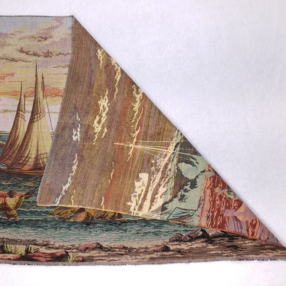 Unbranded Vintage Large Woven Harbor Tapestry 37x52‎ Multi Color